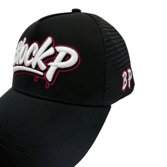 Block P Graffiti Beetroot Logo Cap rear view — Block P Liverpool
