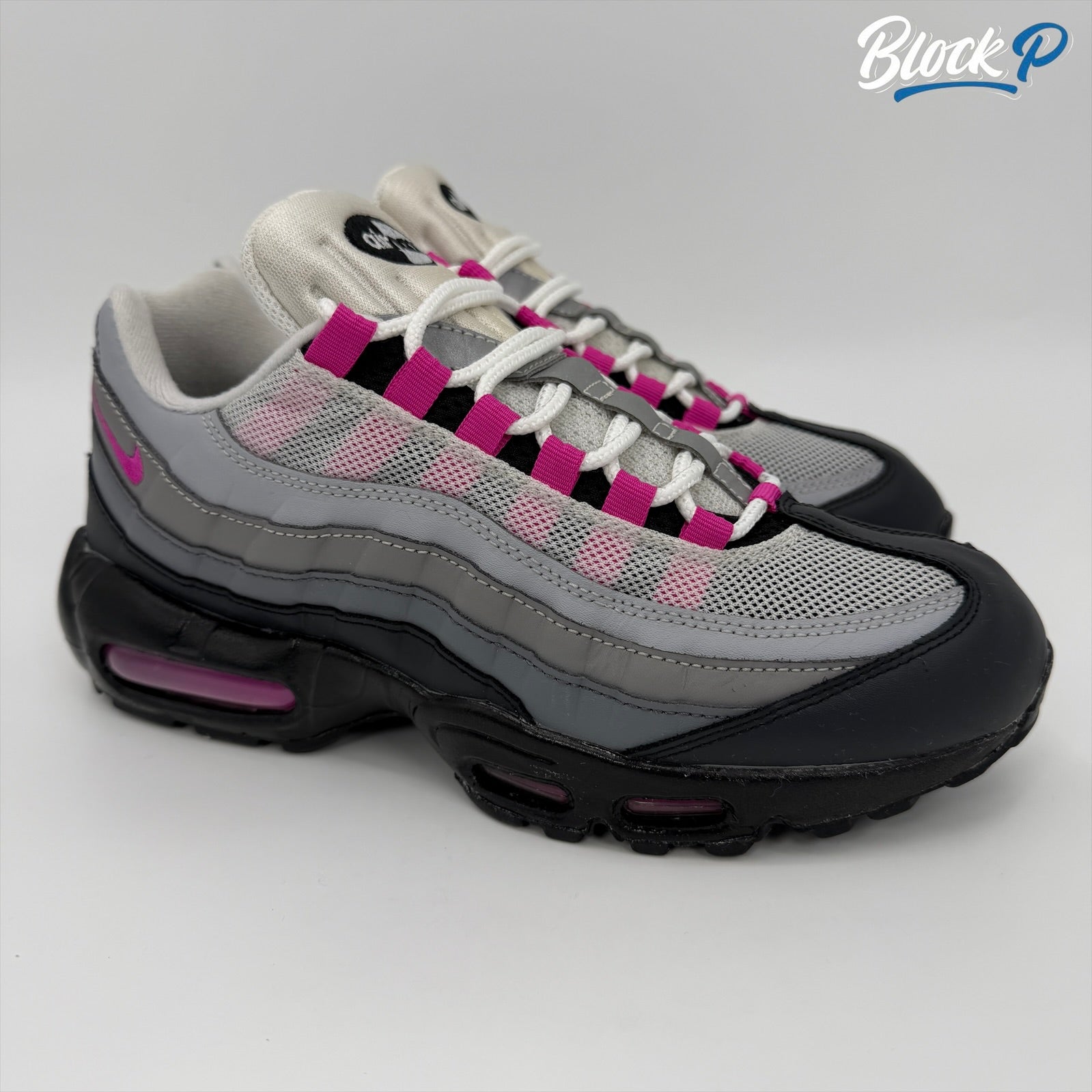 靴 Nike Air Max 95 Grey Pink Nike Air Max 95 Fire Pink ID (818593-995) | Block P