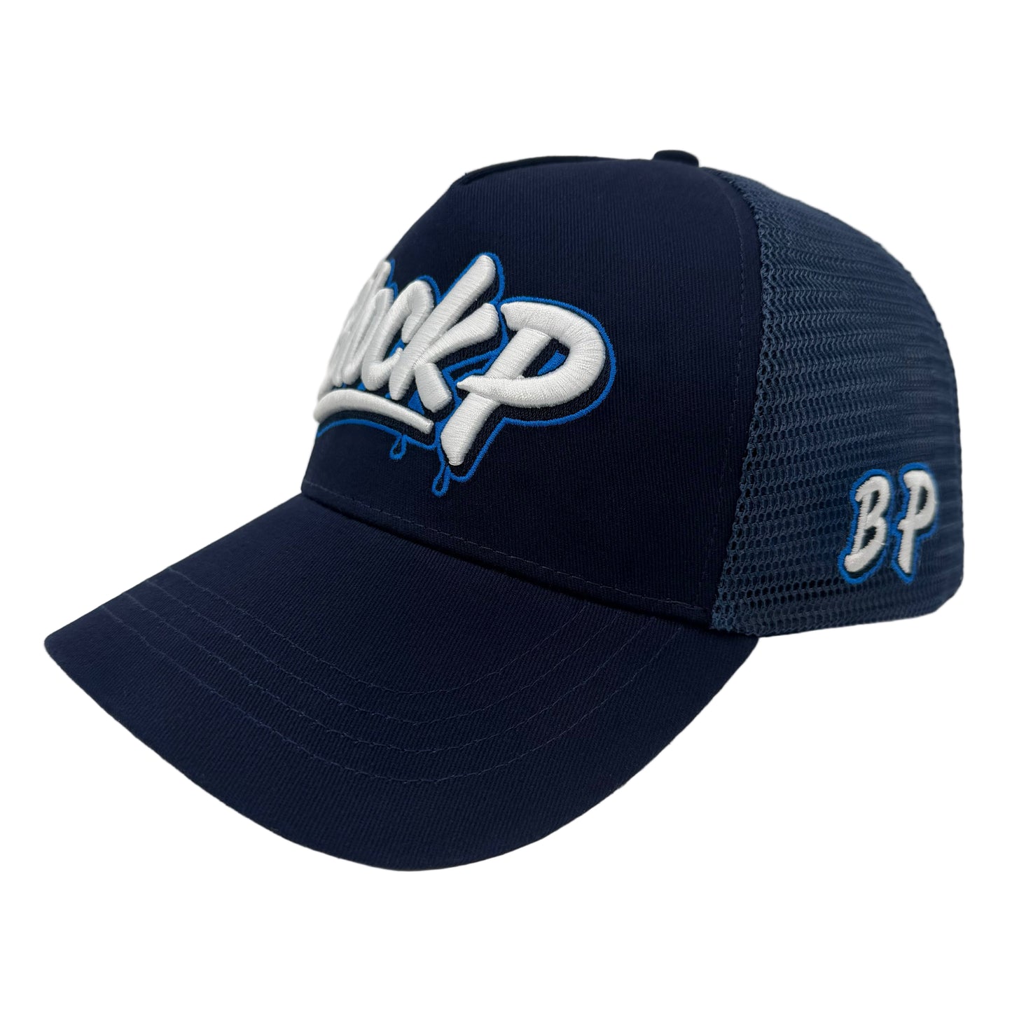 Block P Graffiti Logo Blue Cap — available at Block P Liverpool, 36 Renshaw Street L1 4EF