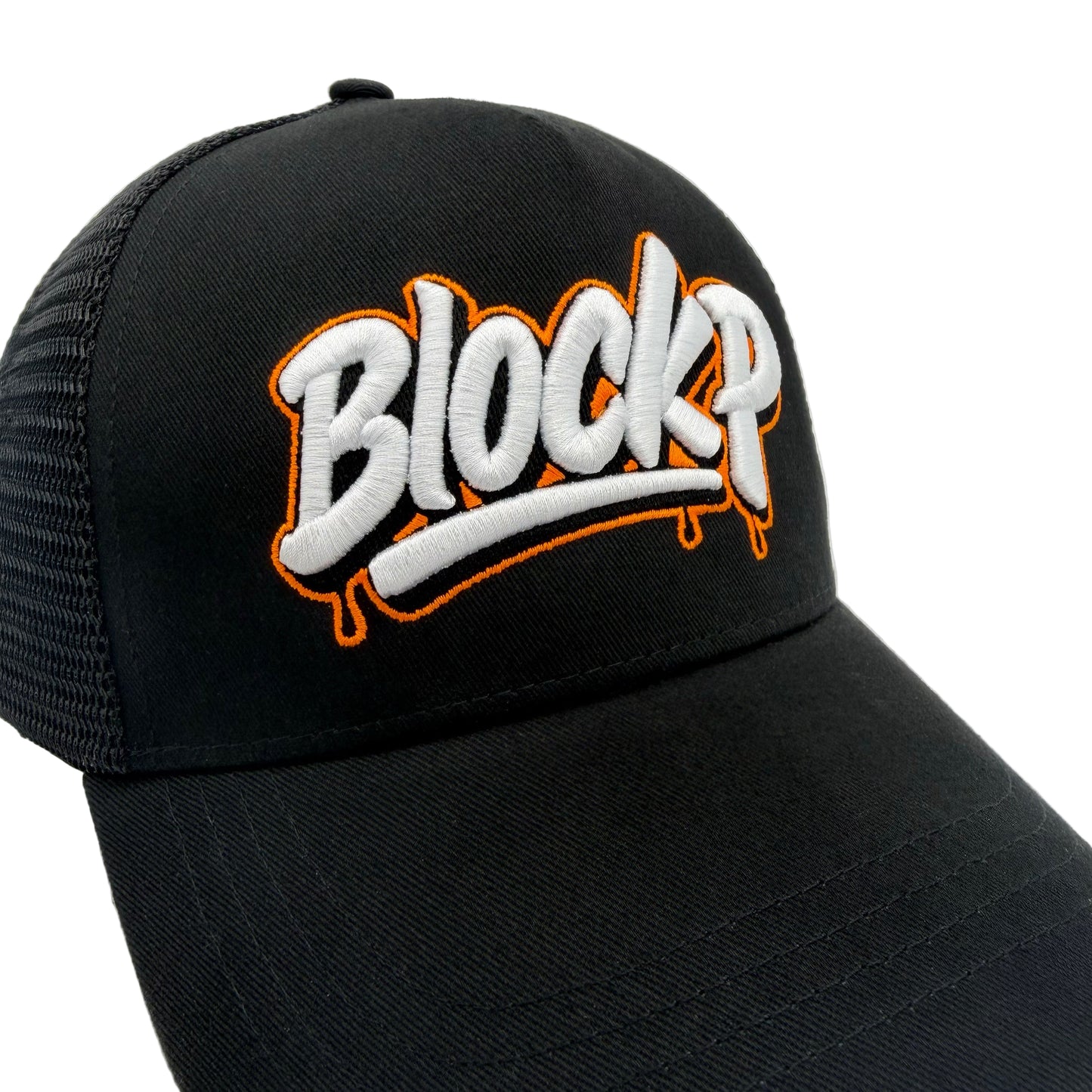 Block P Graffiti Orange Logo Cap rear view — Block P Liverpool