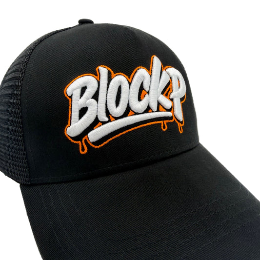 Block P Graffiti Orange Logo Cap rear view — Block P Liverpool