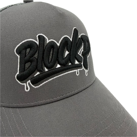 Block P Graffiti Grey Logo Cap rear view — Block P Liverpool