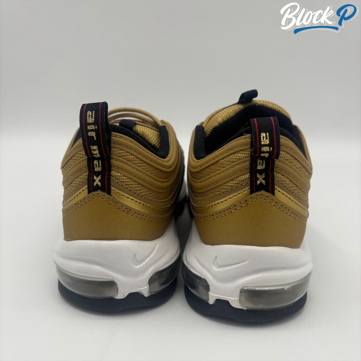 Nike Air Max 97 Metallic Gold top-down view — Block P Liverpool