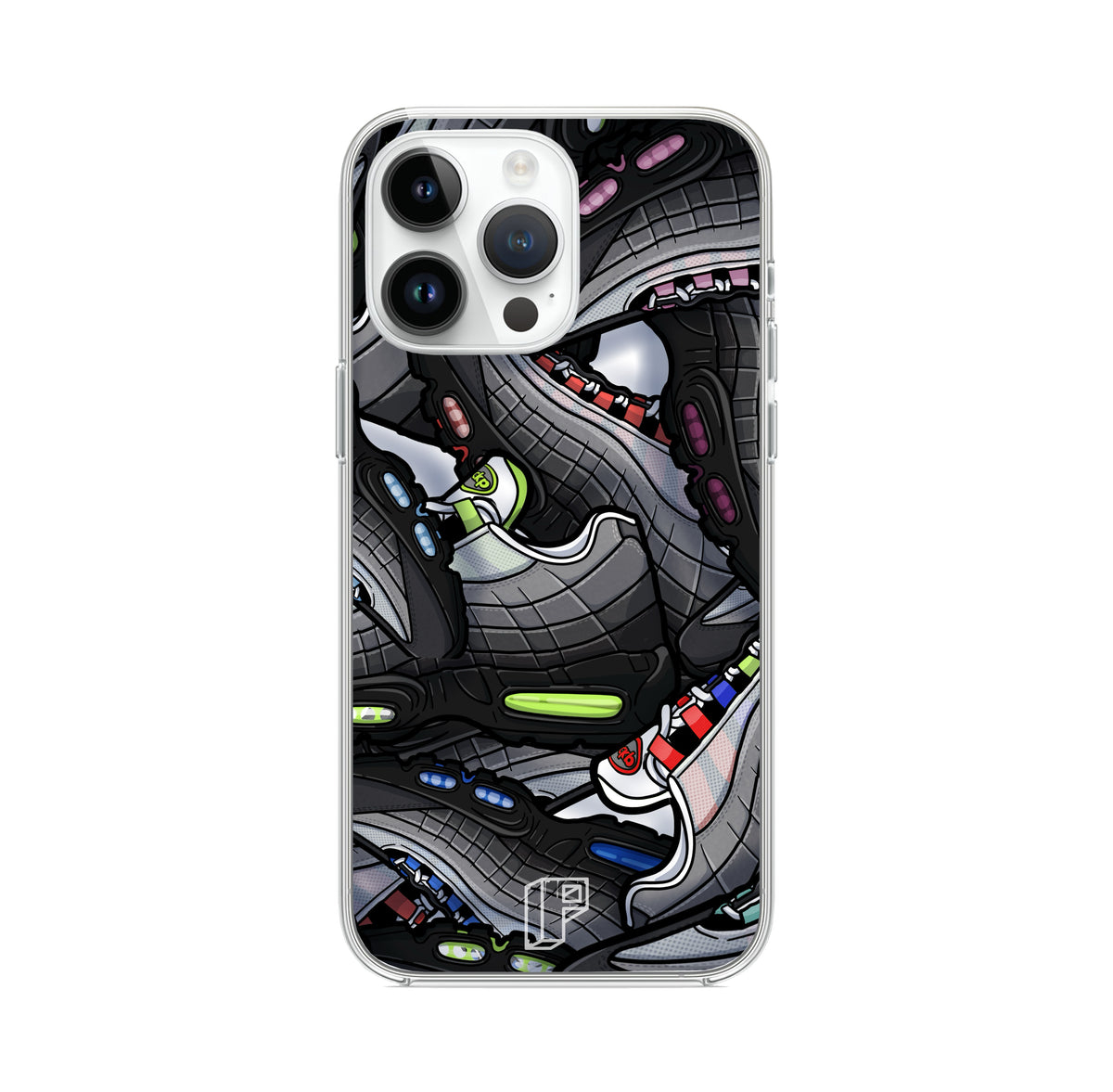 Block P Collage iPhone Case — Air Max 95 inspired design, available at Block P Liverpool
