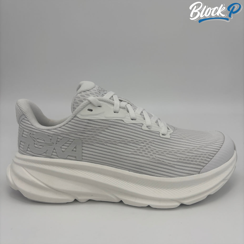 HOKA Clifton 9 White side profile — Block P Liverpool