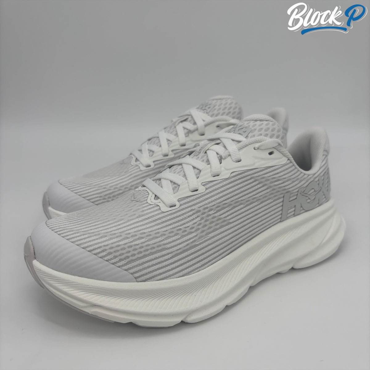HOKA Clifton 9 White rear view — Block P Liverpool