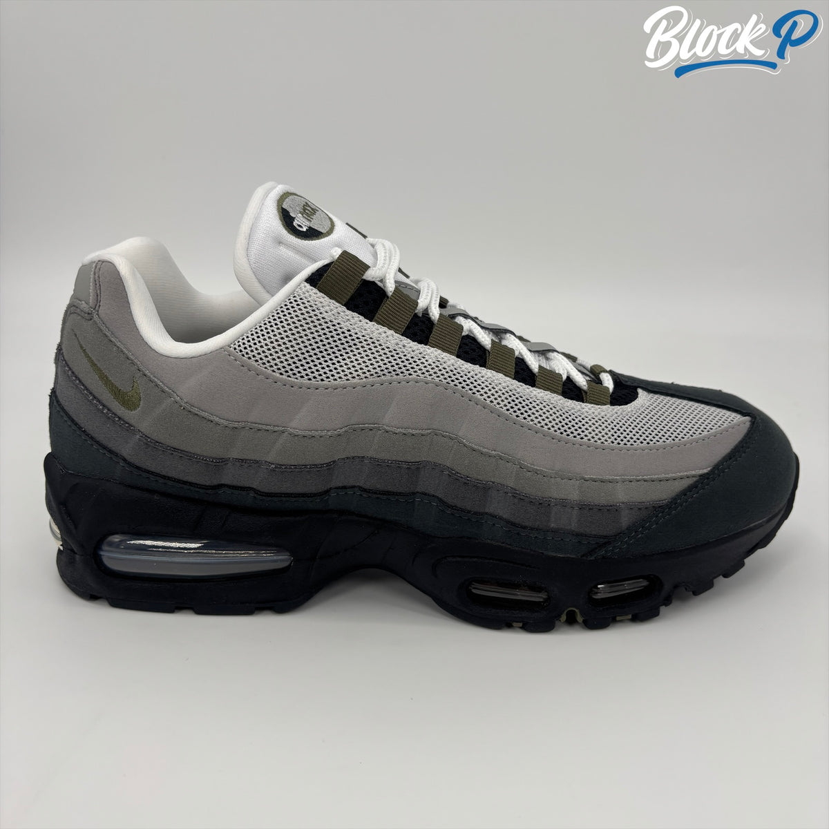 Nike Air Max 95 Medium Olive side profile — Block P Liverpool