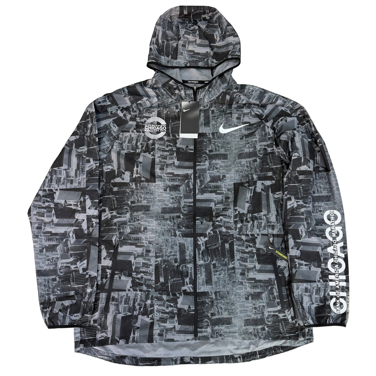 Nike 2018 Chicago Marathon Jacket in black and grey — available at Block P Liverpool, 36 Renshaw Street L1 4EF