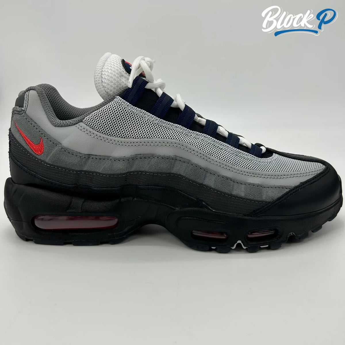 Nike Air Max 95 Track Red side profile — Block P Liverpool