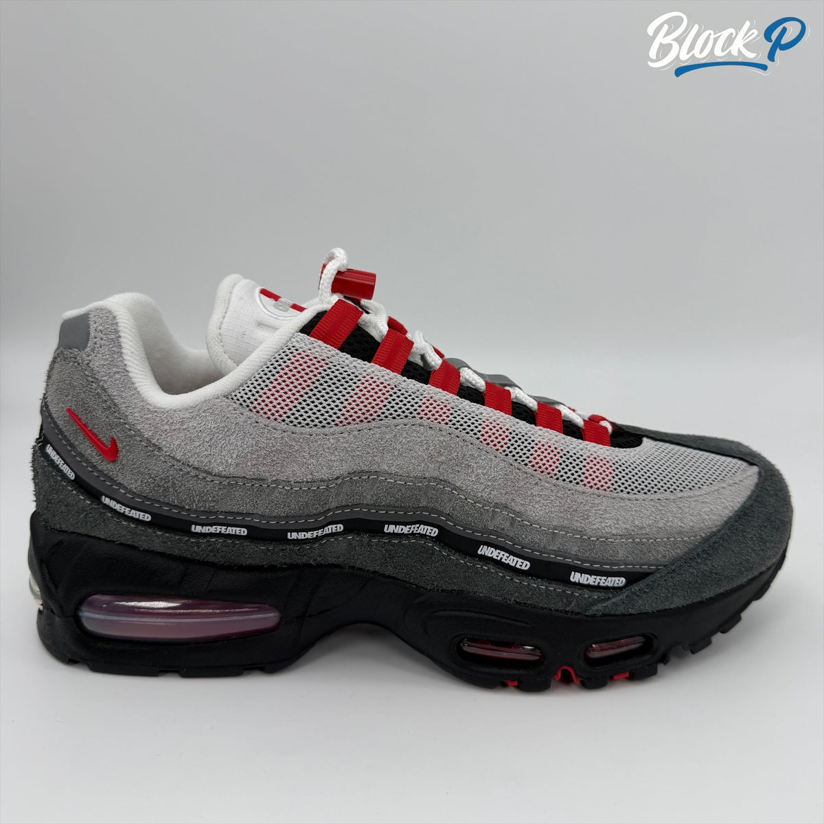 Nike Air Max 95 X Undefeated Bright Crimson (Tokyo) side profile — Block P Liverpool
