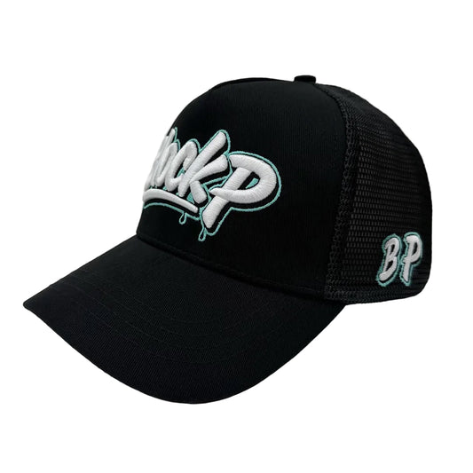 Block P Graffiti Teal Logo Cap — available at Block P Liverpool, 36 Renshaw Street L1 4EF