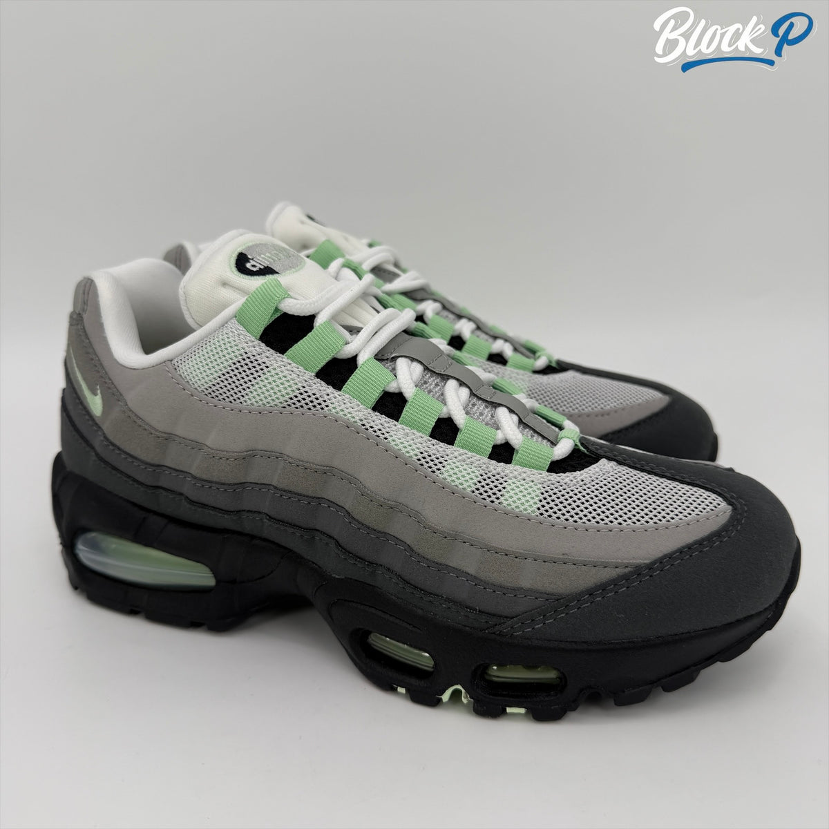 Nike Air Max 95 Big Bubble Fresh Mint in black, fresh mint and white — available at Block P Liverpool, 36 Renshaw Street L1 4EF