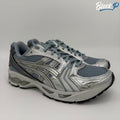 ASICS Gel-Kayano 14 Dolphin-Grey in white and dolphin grey — available at Block P Liverpool, 36 Renshaw Street L1 4EF