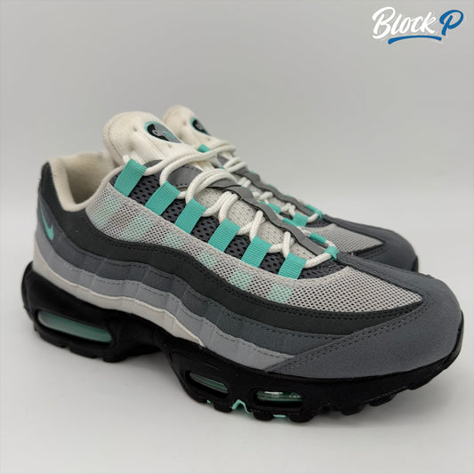Nike Air Max 95 Hyper Turquoise in white, hyper turquoise, iron grey and cool grey — available at Block P Liverpool, 36 Renshaw Street L1 4EF