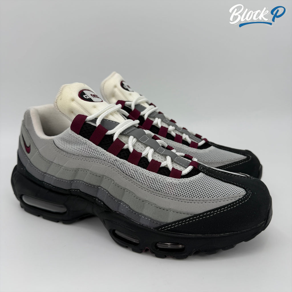 Nike Air Max 95 Beetroot in dark beetroot, neutral grey and black — available at Block P Liverpool, 36 Renshaw Street L1 4EF