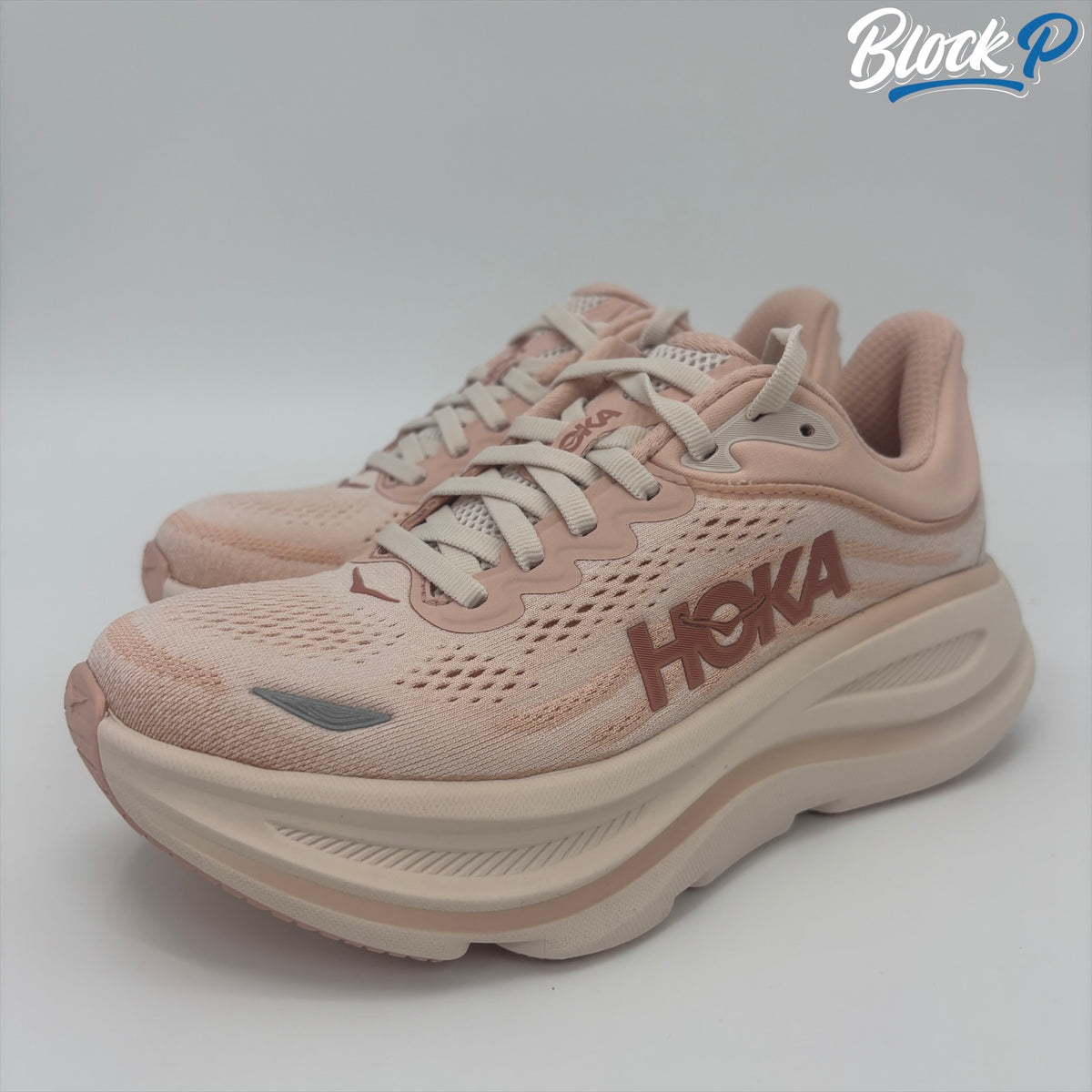 HOKA Bondi 9 Salmon Pink rear view — Block P Liverpool