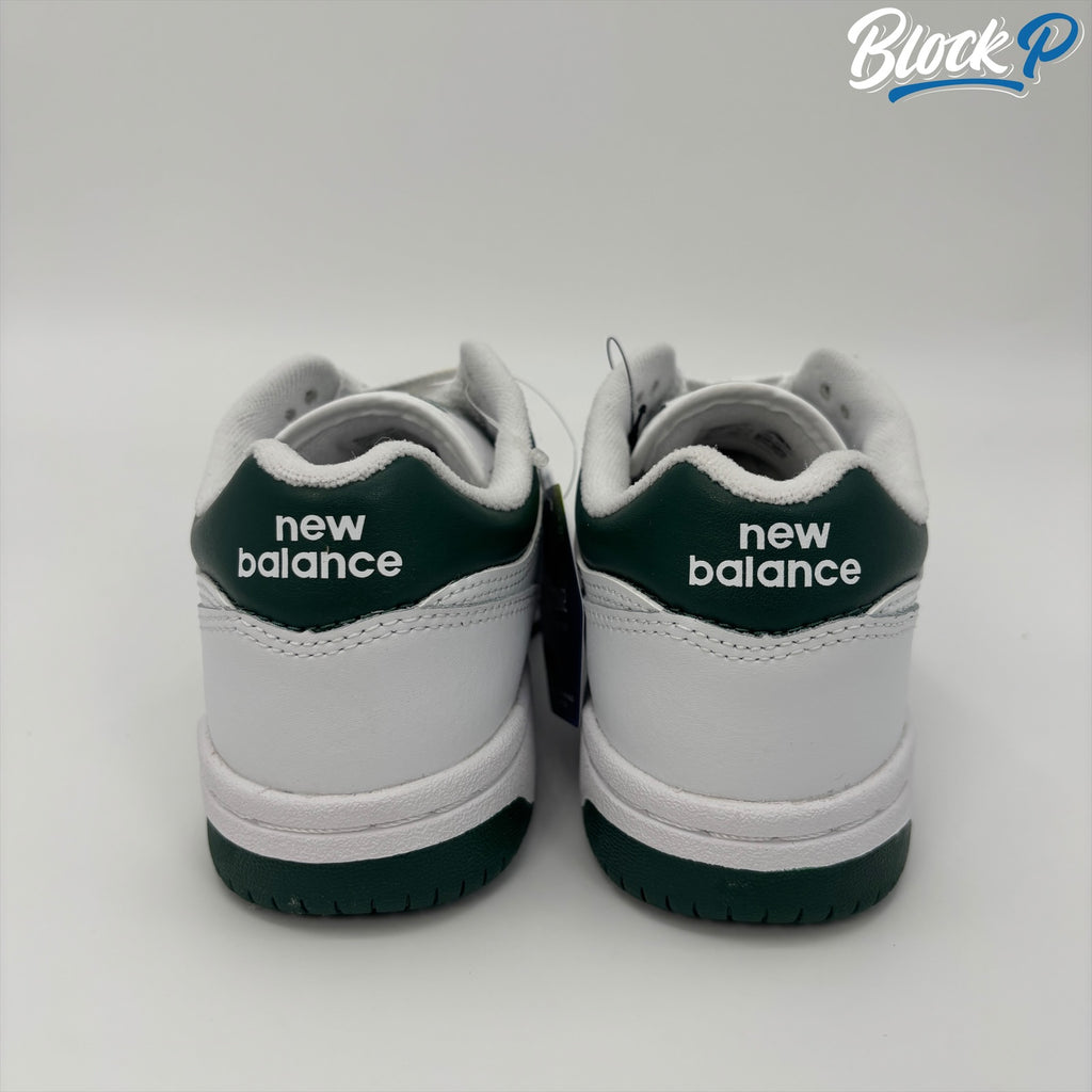 New Balance 480 White/Green top-down view — Block P Liverpool