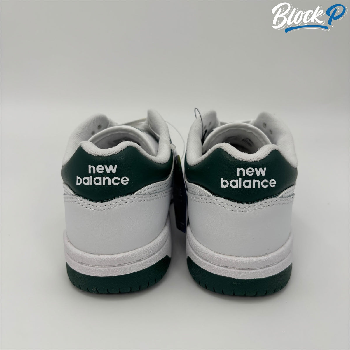 New Balance 480 White/Green top-down view — Block P Liverpool