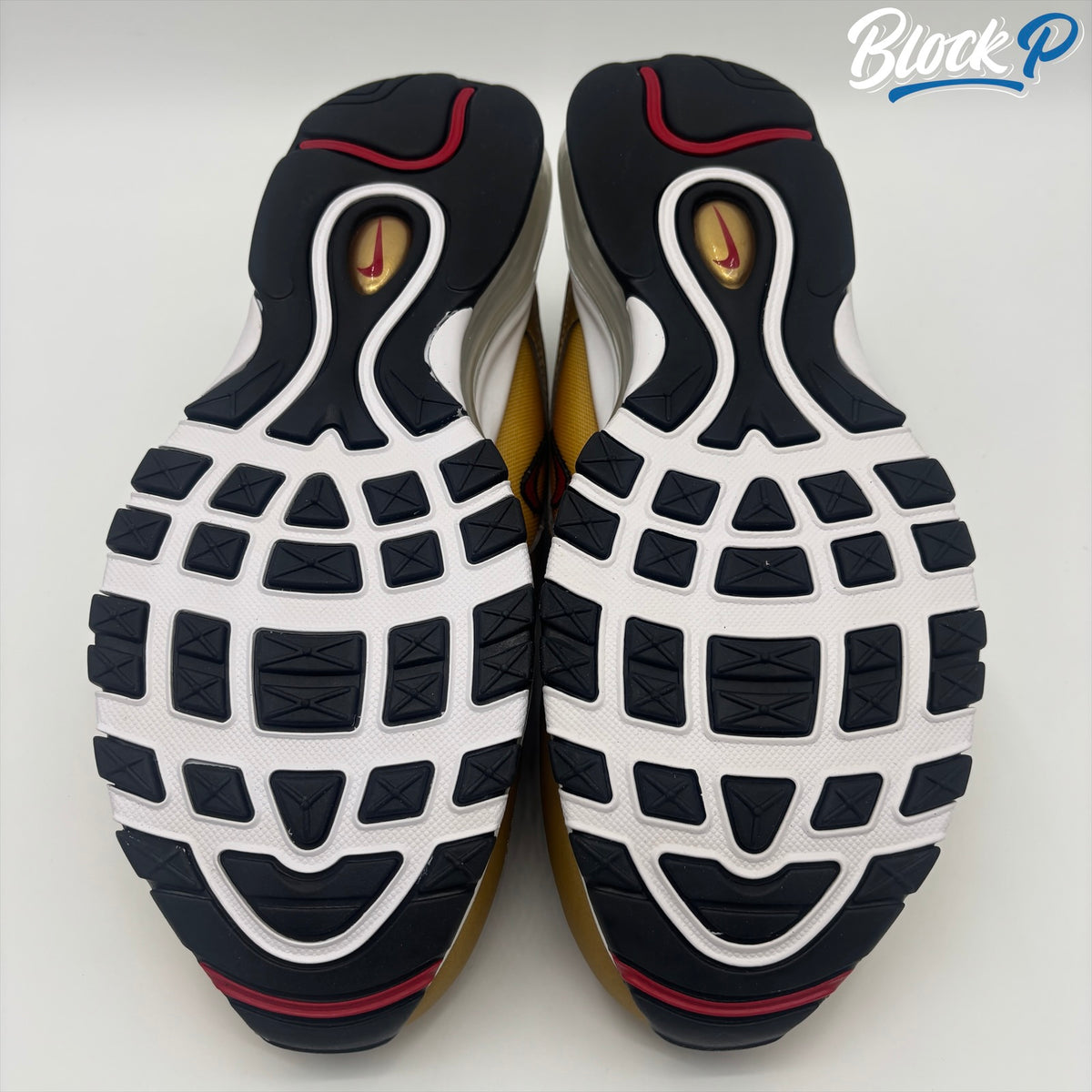Nike Air Max 97 Metallic Gold sole detail — Block P Liverpool