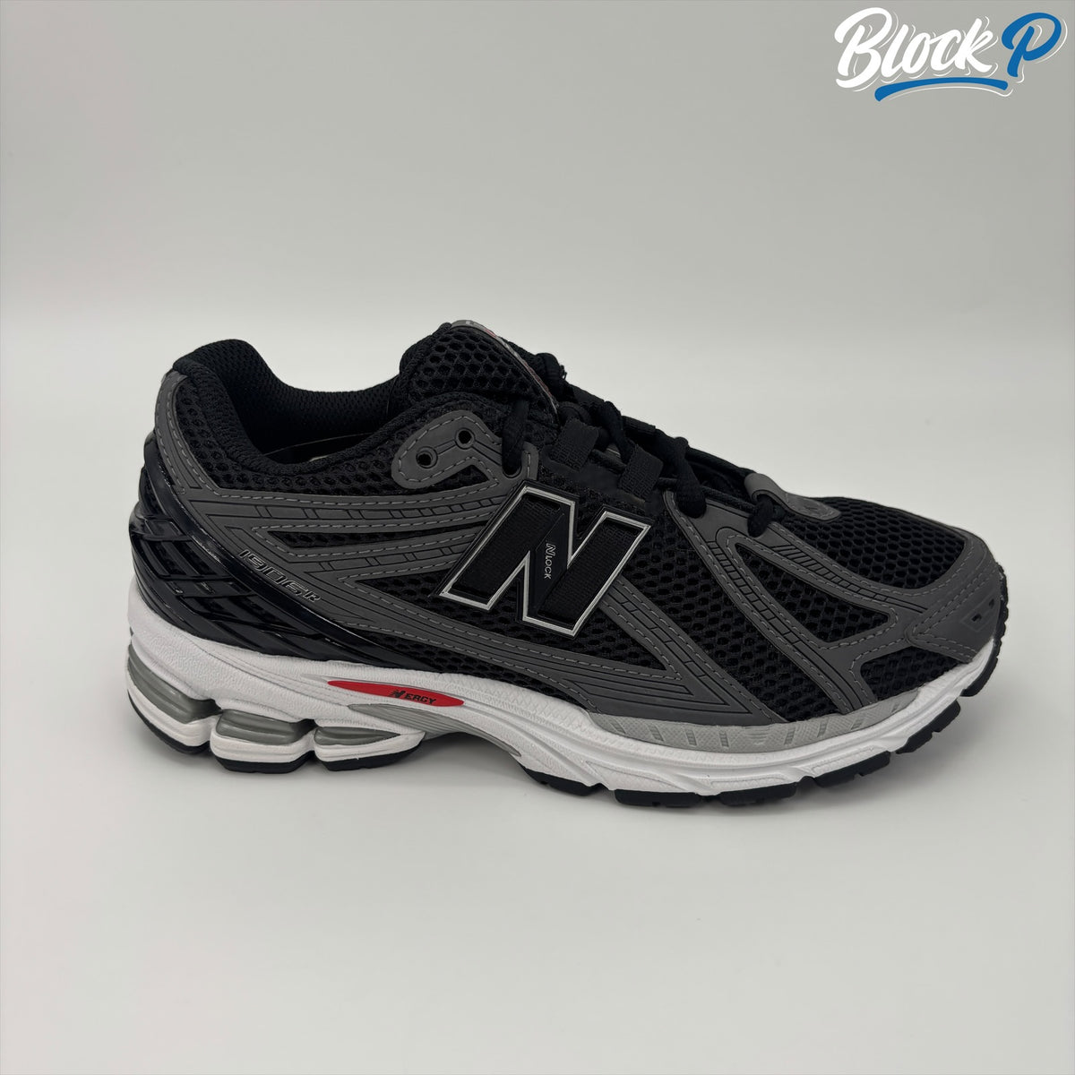 New Balance 1906R Black/Red side profile — Block P Liverpool