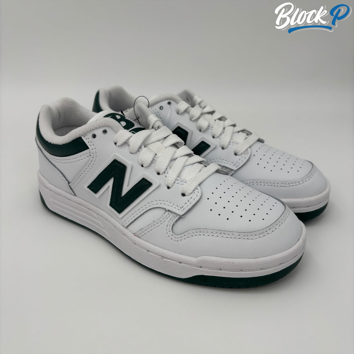 New Balance 480 White/Green — available at Block P Liverpool, 36 Renshaw Street L1 4EF