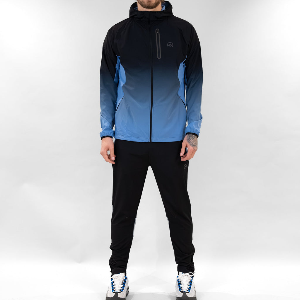Flux SS26 Gradient Jacket Black/Airforce rear view — Block P Liverpool
