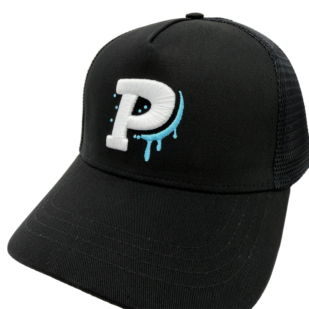 Block P Blue Drippy Cap rear view — Block P Liverpool