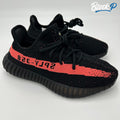 Adidas Yeezy 350 Boost Red Stripe front view — available at Block P Liverpool, 36 Renshaw Street L1 4EF