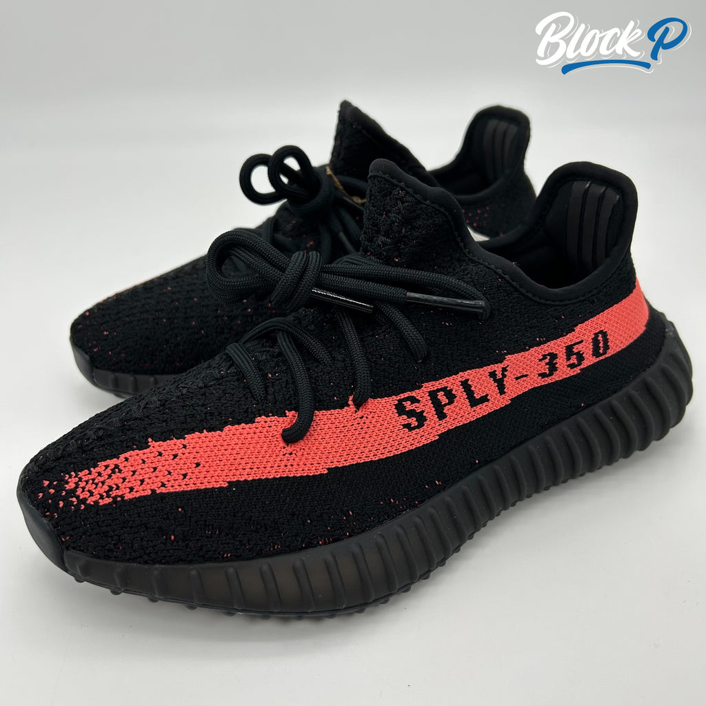 Adidas Yeezy 350 Boost Red Stripe rear view — Block P Liverpool
