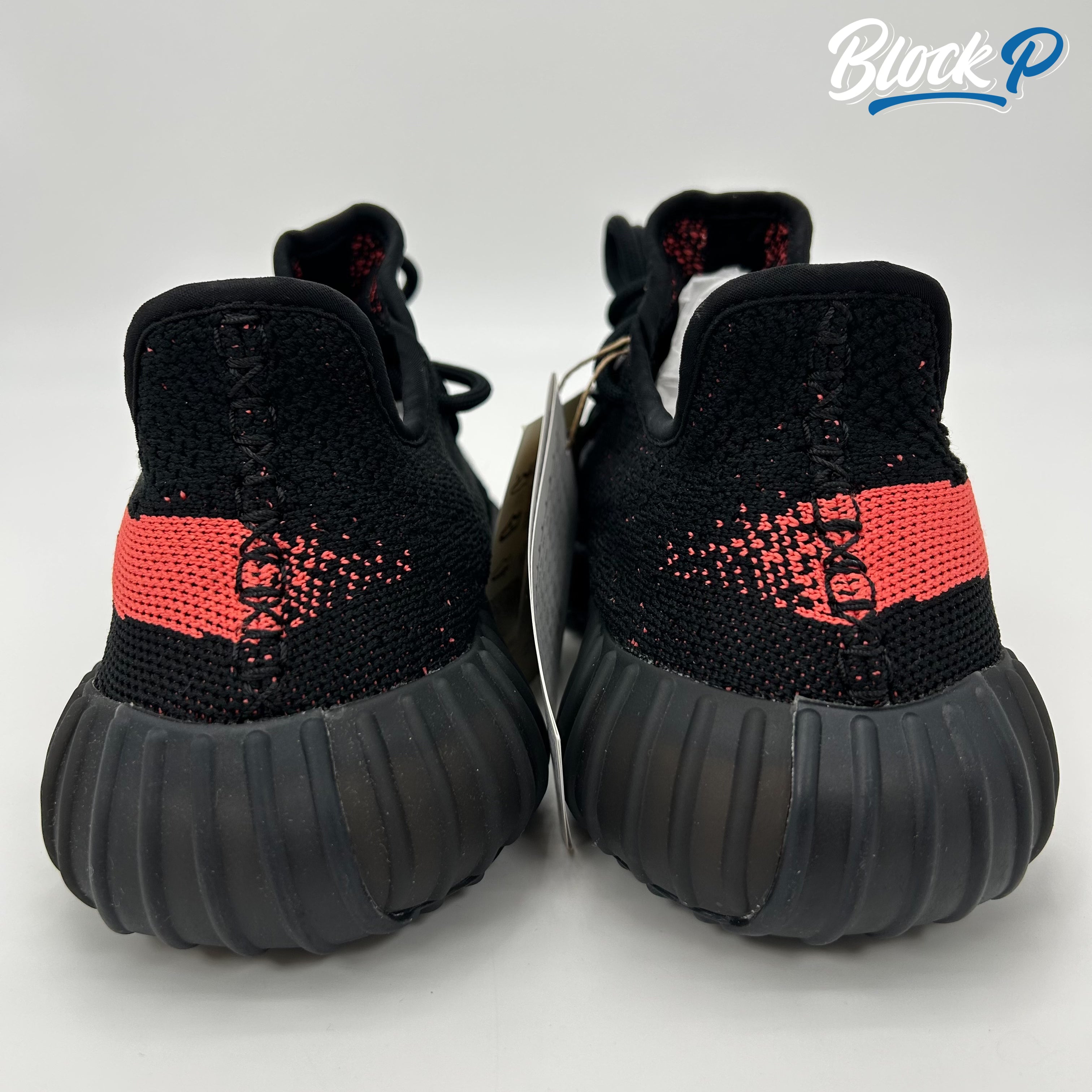 Adidas Yeezy 350 Boost Red Stripe top-down view — Block P Liverpool