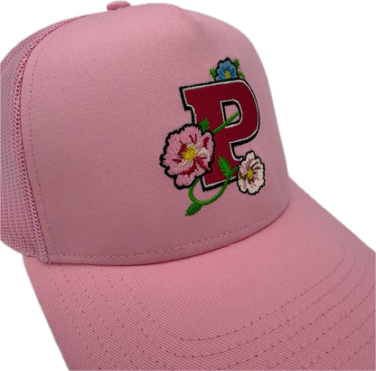 Block P Pink Flower Cap top view — Block P Liverpool