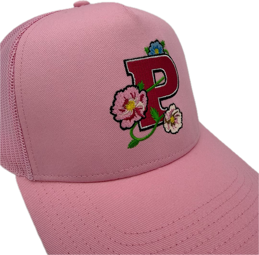Block P Pink Flower Cap top view — Block P Liverpool