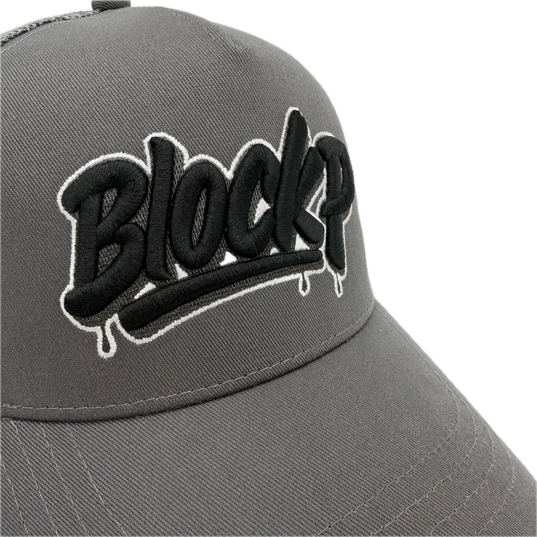 Block P Graffiti Grey Logo Cap rear view — Block P Liverpool