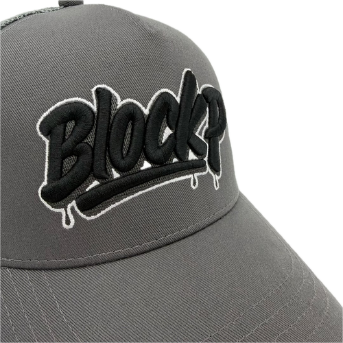 Block P Graffiti Grey Logo Cap rear view — Block P Liverpool