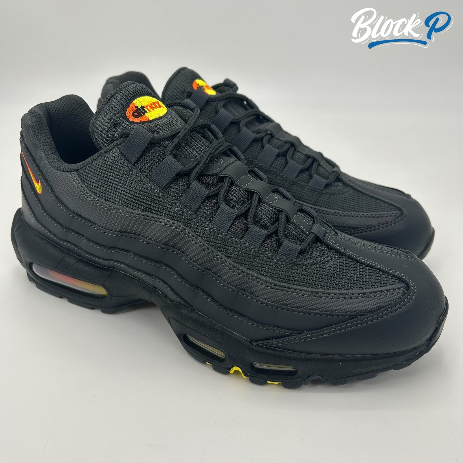 Black and red air max 95s on sale