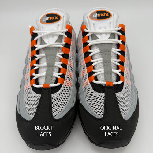Air Max 95 white laces close up detail — multiple lengths available