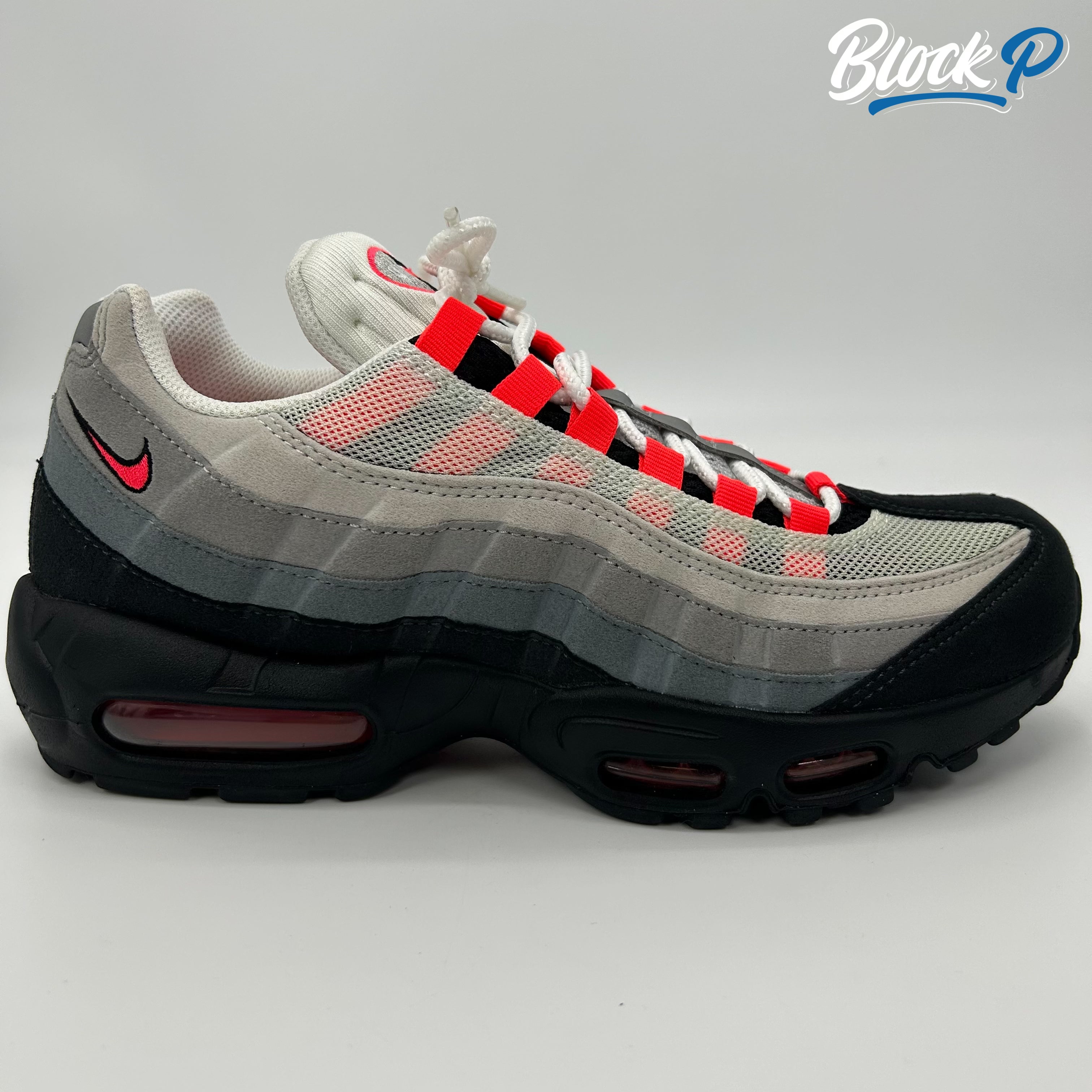 Nike Air Max 95 Solar Red 2017 side profile — available at Block P Liverpool, 36 Renshaw Street L1 4EF. 609048-106