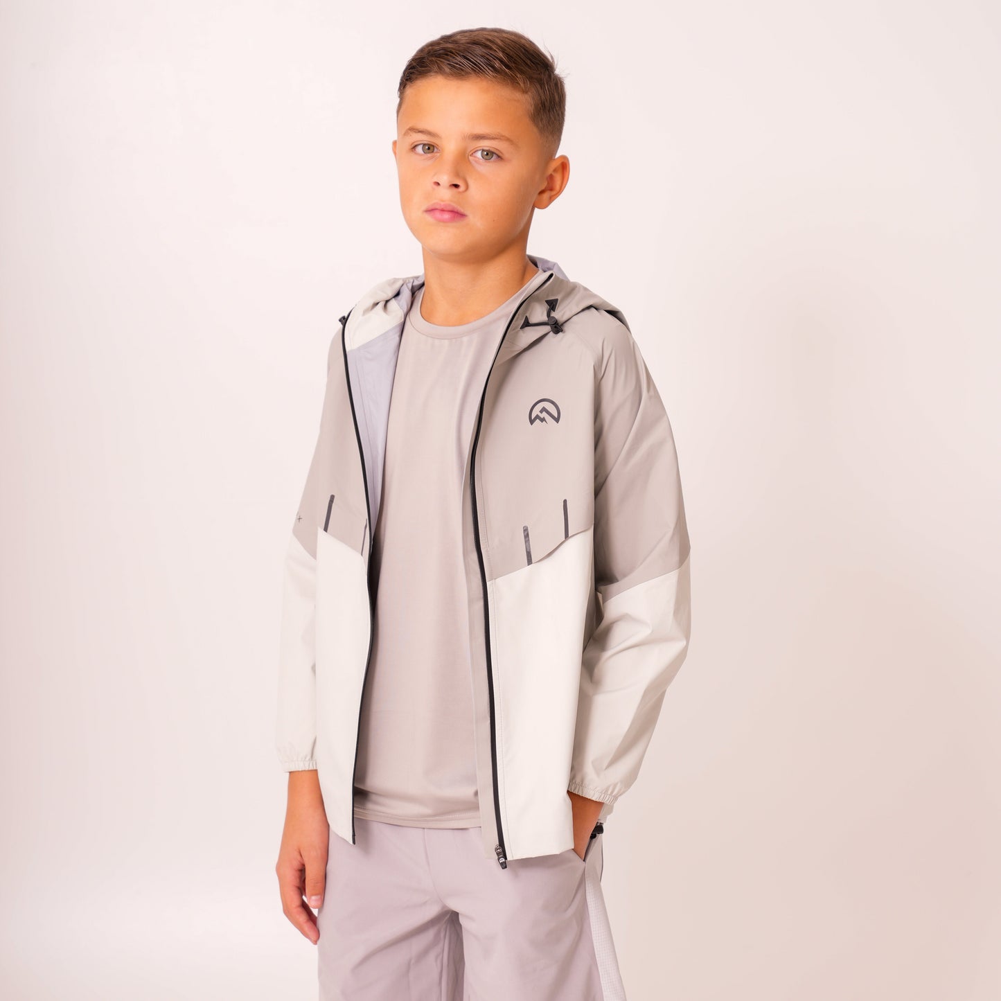 SS26 Junior Waterproof Madge Jacket - Light Grey/Concrete/Silver