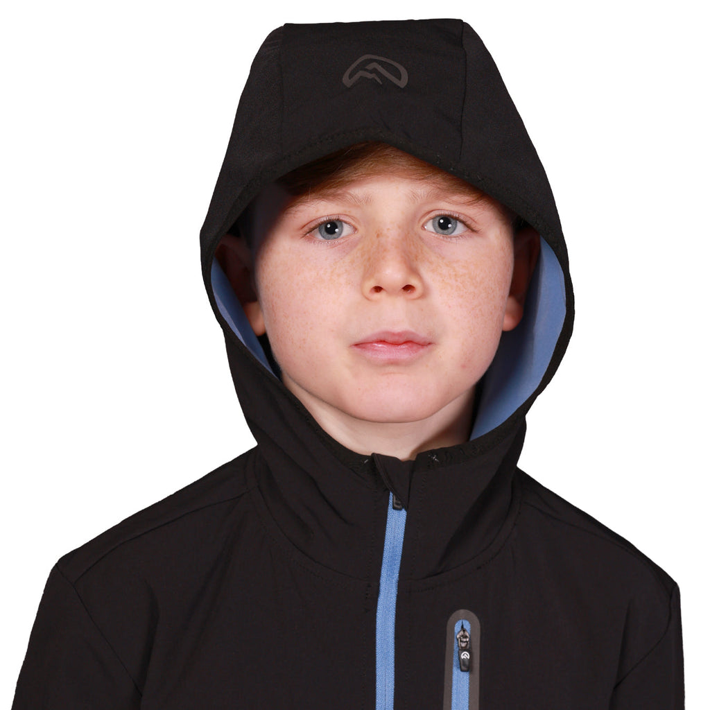 Flux Junior SS26 Versatility Jacket Black/Airforce lifestyle shot — Block P Liverpool