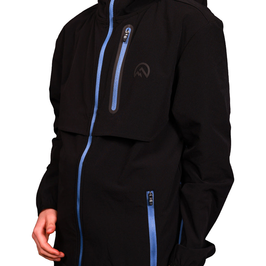 Flux Junior SS26 Versatility Jacket Black/Airforce detail 3 — Block P Liverpool