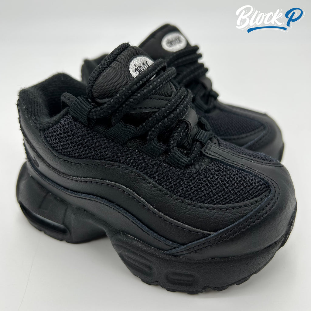 Nike Air Max 95 Black TD front view — available at Block P Liverpool, 36 Renshaw Street L1 4EF