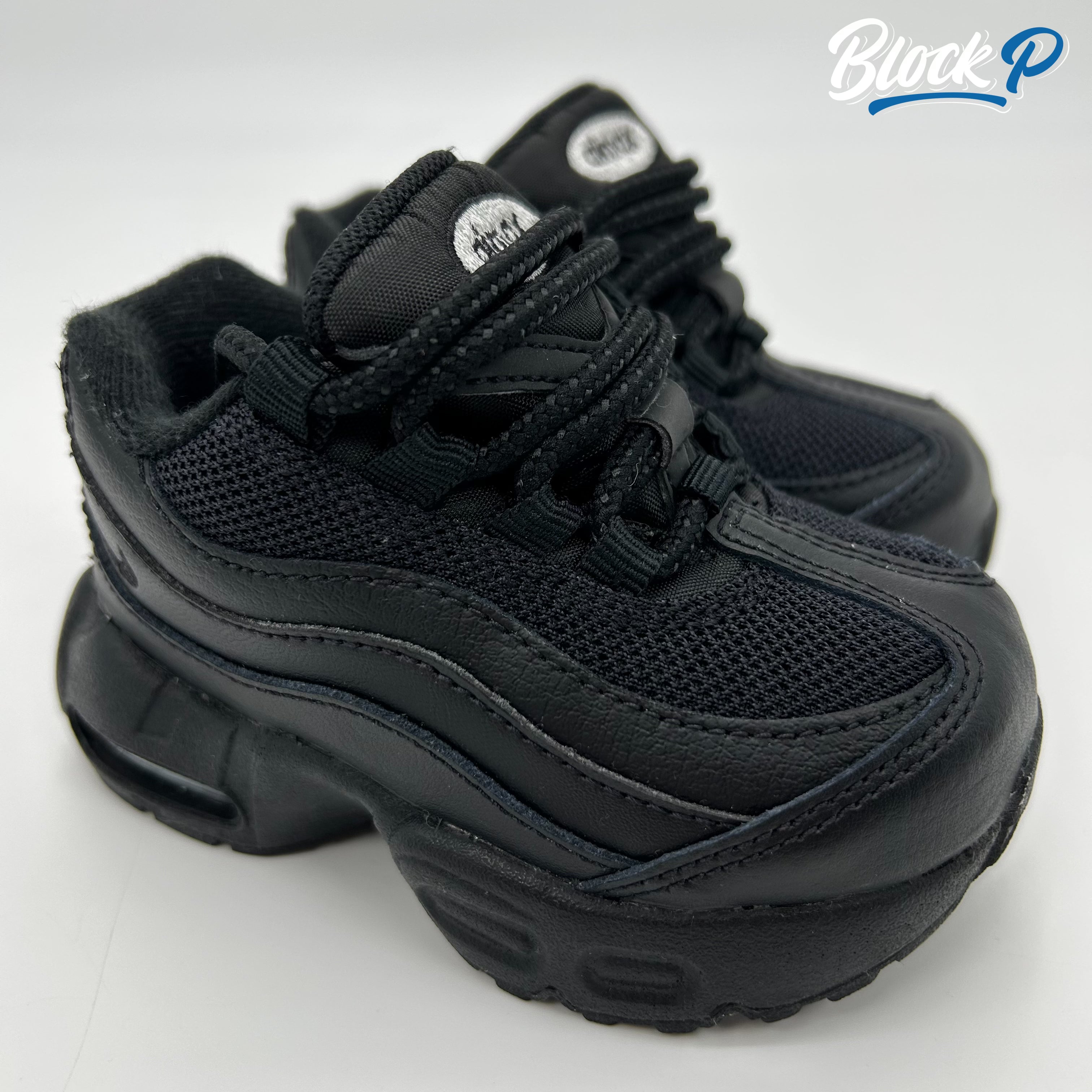 Nike Air Max 95 Black TD front view — available at Block P Liverpool, 36 Renshaw Street L1 4EF