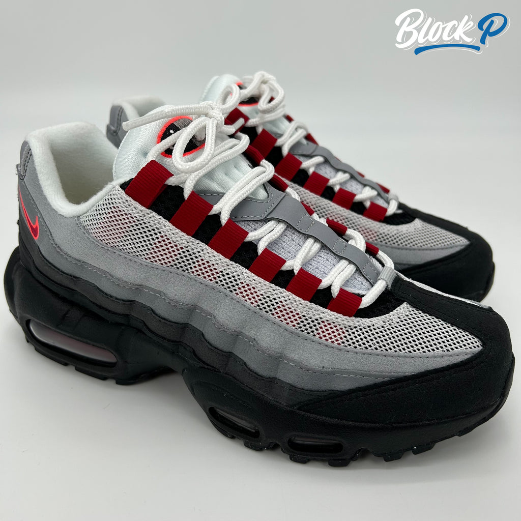 Nike Air Max 95 Gym Red GS front view — available at Block P Liverpool, 36 Renshaw Street L1 4EF. FN3840-001