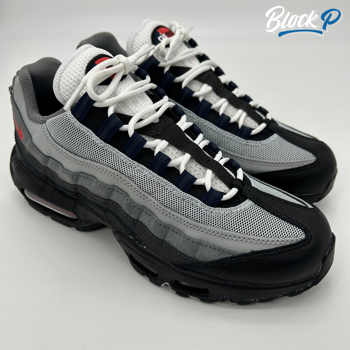 Nike Air Max 95 Track Red No Box front view — available at Block P Liverpool, 36 Renshaw Street L1 4EF
