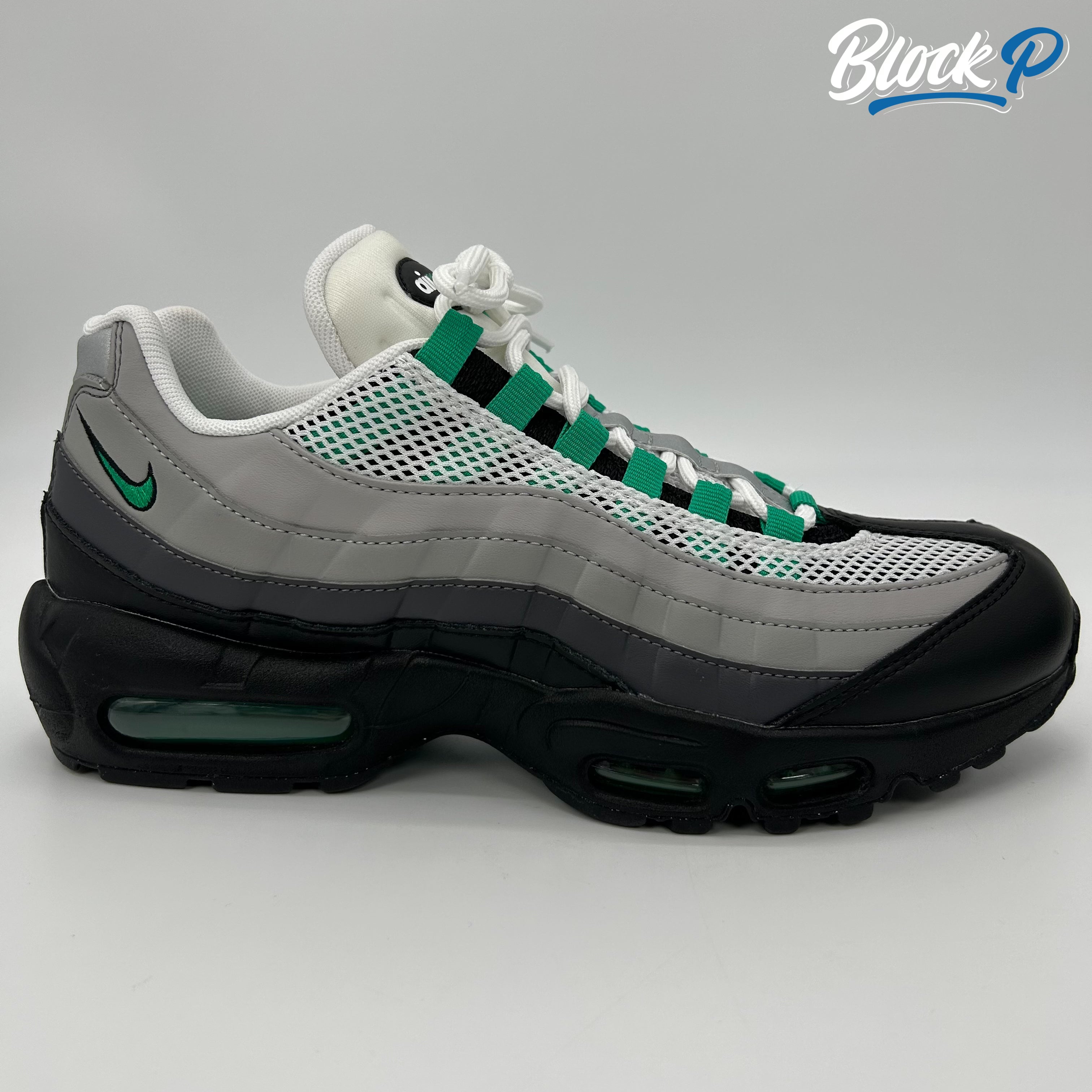 Nike Air Max 95 Stadium Green side profile — available at Block P Liverpool, 36 Renshaw Street L1 4EF. DH8015-002