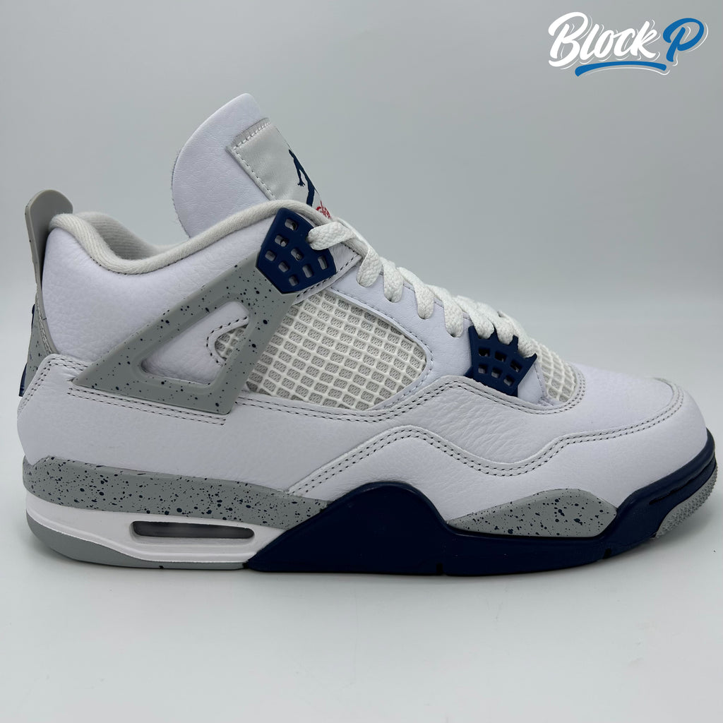 Nike Jordan 4 Midnight Navy side profile — Block P Liverpool
