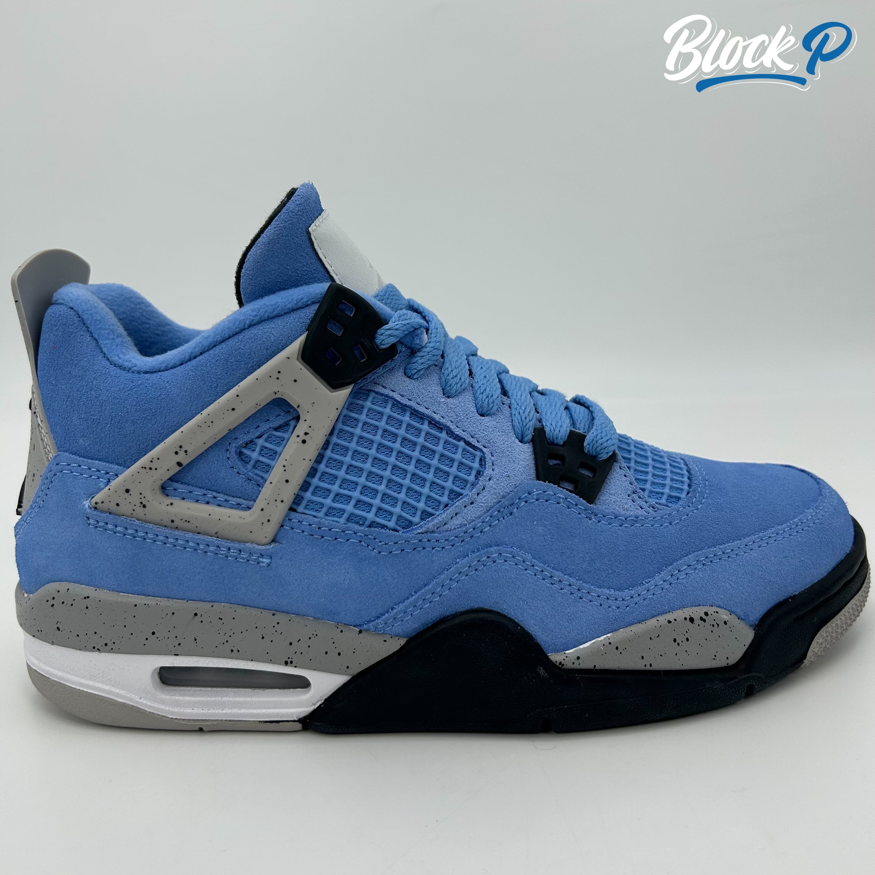 Nike Jordan 4 Uni Blue side profile — Block P Liverpool