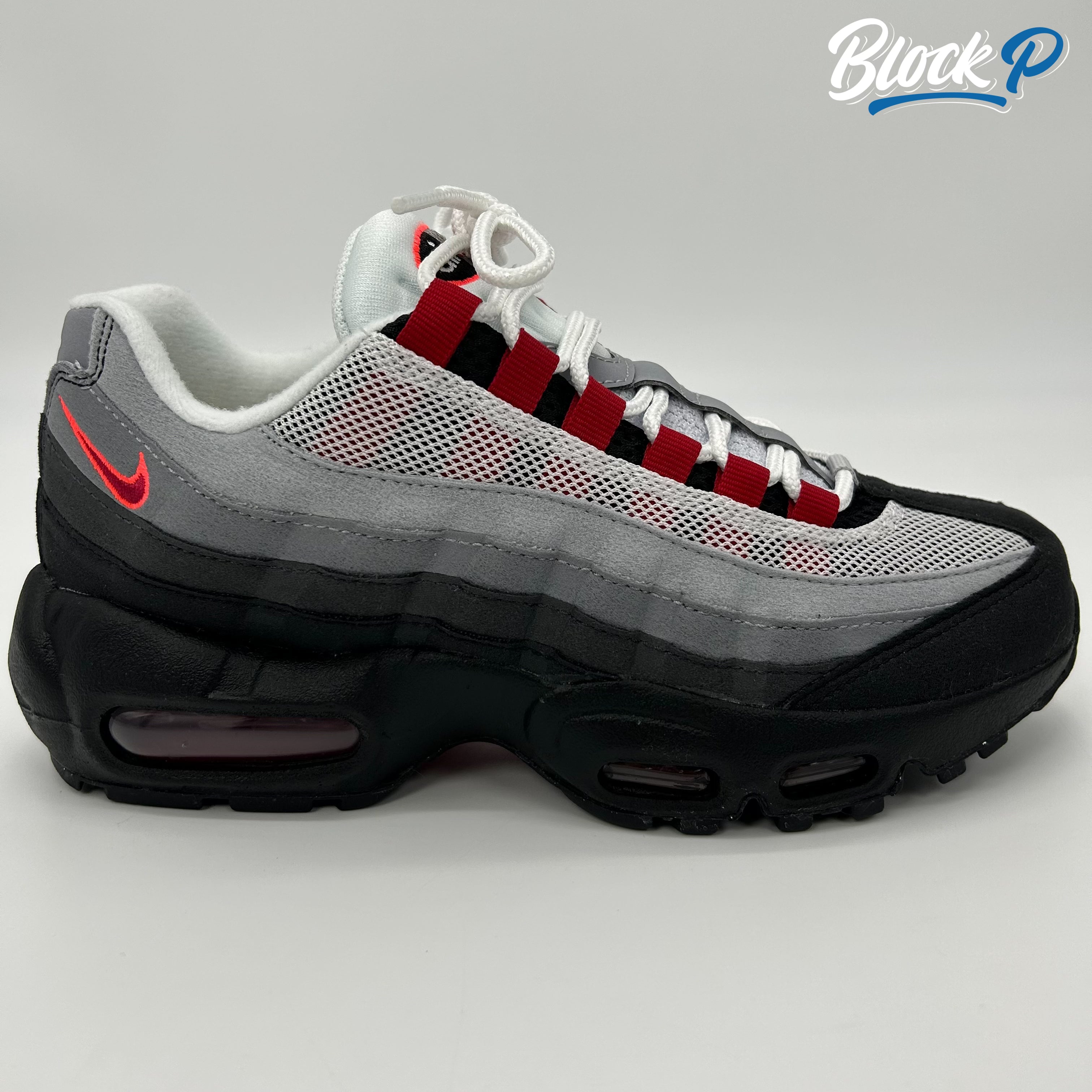 Nike Air Max 95 Gym Red GS side profile — Block P Liverpool