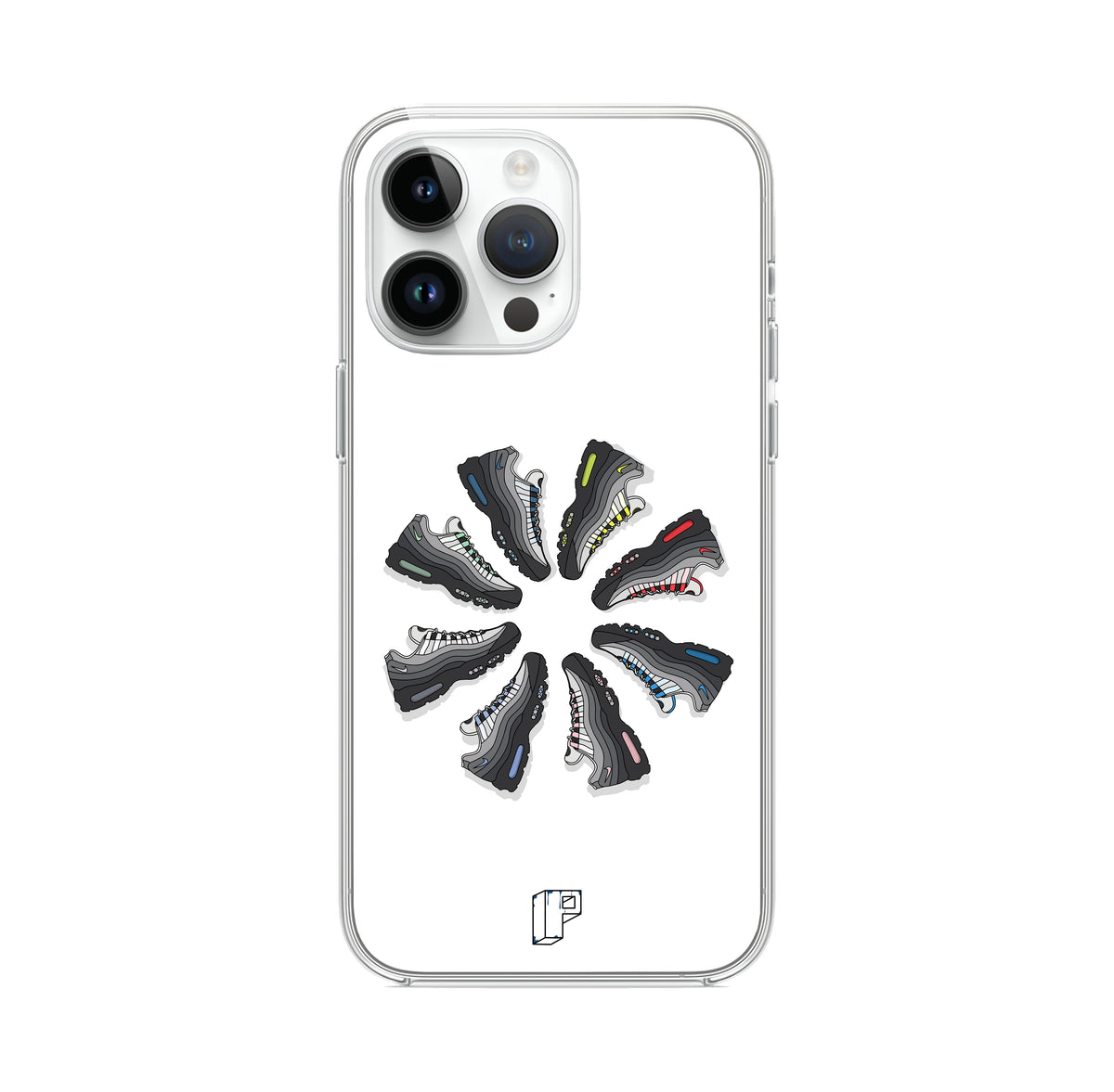 Block P Circle iPhone Case — Air Max 95 inspired design, compatible with most Apple devices