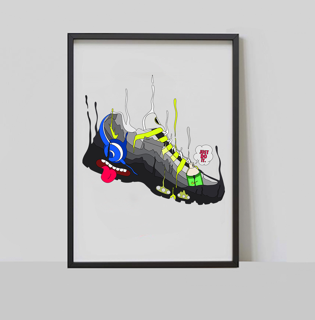 Air Max 95 White Neon A3 Art Print by Block P — premium gallery quality paper